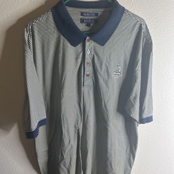 Peter Millar Golf Polo Pinehurst Collection L Blue & White - Picture 15 of 15